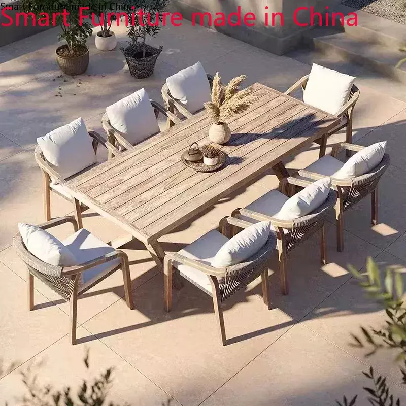 Outdoor terrace teak sofa rattan table chair courtyard garden leisure furniture villa hotel balcony rattan chair