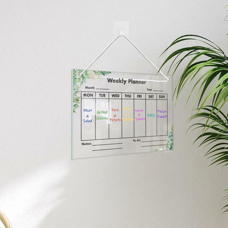 Acrílico planejador semanal com 6 marcadores, Nota Board Set, planejador semanal, Apagar seco, refeição, planejamento, semana