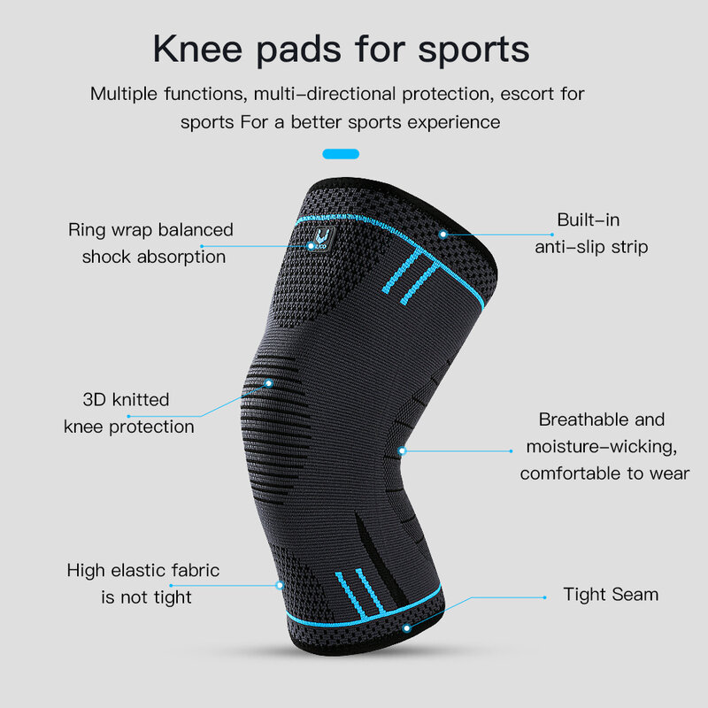 Elastic Nylon Knee Pads para Esportes, Fitness Kneepads, Suporte Respirável Do Joelho, Corrida, Basquete, Voleibol, 2Pcs