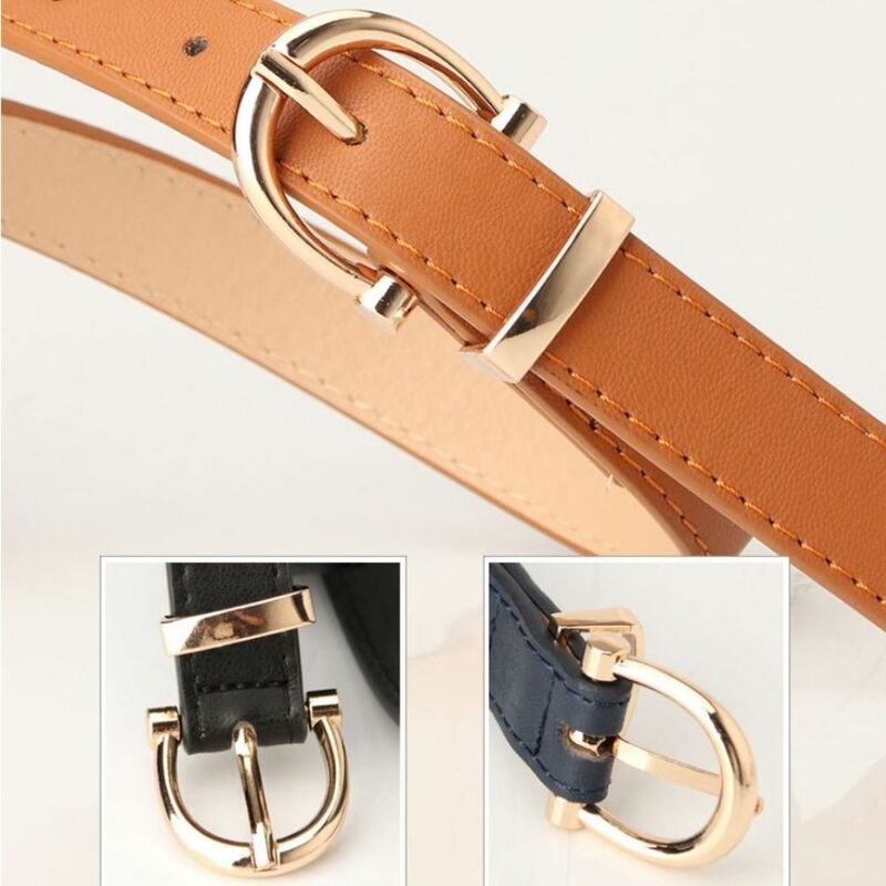 Retro Women Belt High Quality Simple Style Round Buckle Pants Bands PU Adjustable Leather Belts Jeans