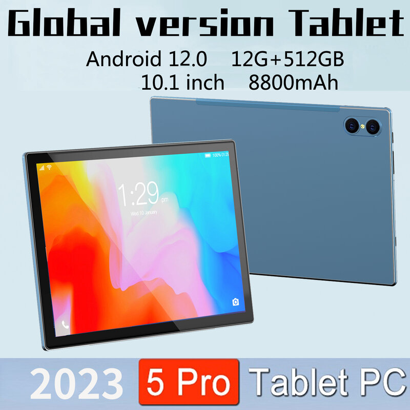 Nuovo Tablet PC WiFi di rete 10 Core 4G da 10.1 pollici 12G + 512GB Tablet Android 12.0 Dual SIM Dual Camera Tablet Android per regali