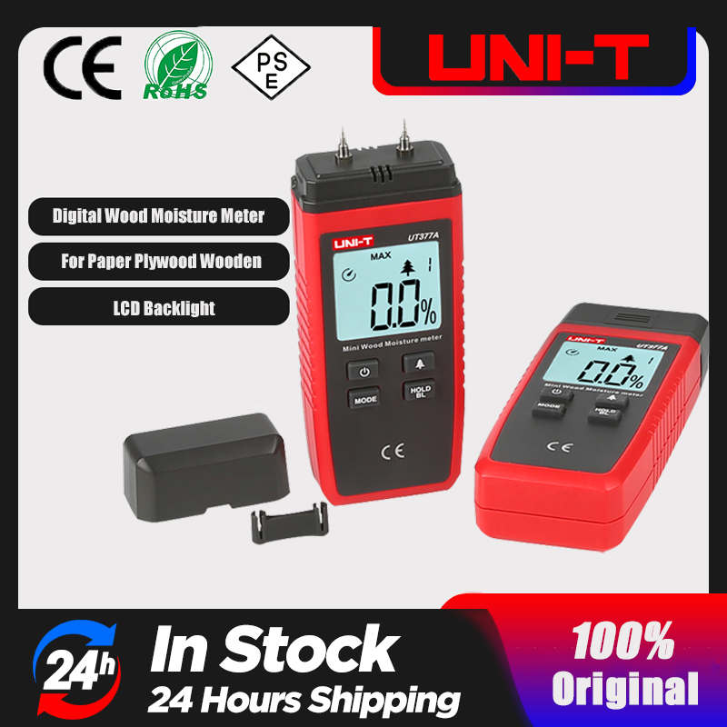 UNI-T UT377A Wood Moisture Meter Digital Hygrometer Humidity Tester for Paper Plywood Wood Data Hold LCD Backlight