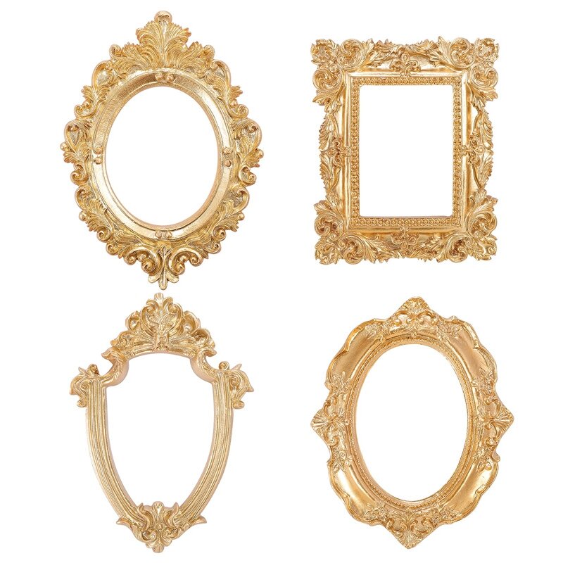 4 Pcs Vintage Picture Frame Antique Photo Frame Wall Hanging Photo Frame Table Top Display Christmas Holiday Home Decor