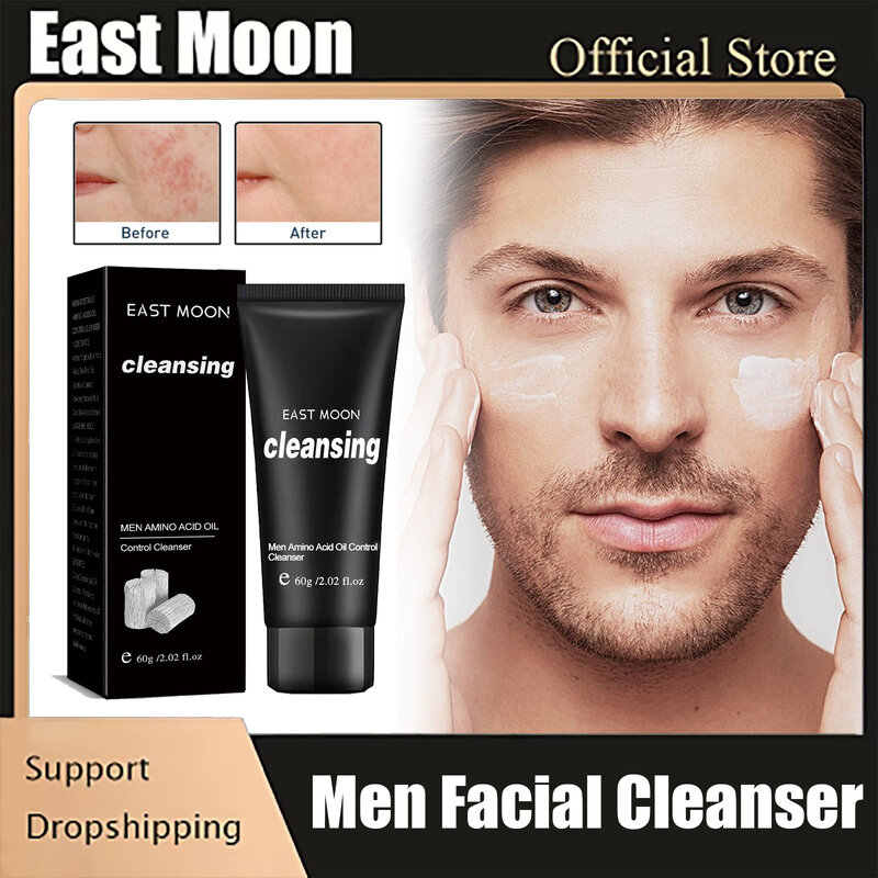 Nettoyant pour le visage anti-acné pour hommes, cicatrices, contrôle de l'huile, rétrécissement des pores, extinction, hydratant, nettoyage en profondeur, étiquettes, blanchiment, lavage du visage