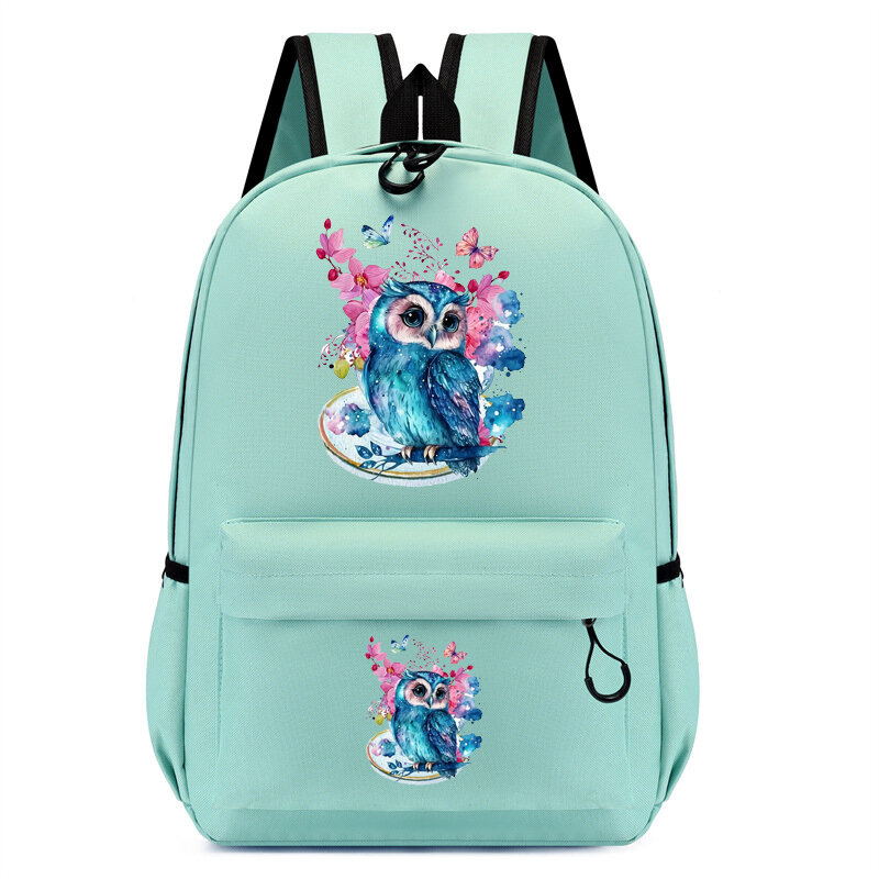 Tas anak ransel anak perempuan bunga burung hantu cat air tas sekolah anak TK tas buku anak perempuan kartun Anime tas sekolah Travel