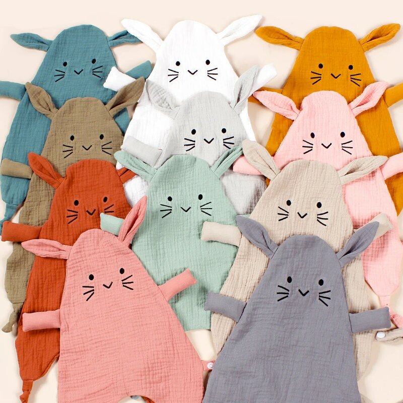 Couette en coton avec oreilles de lapin pour bébé, couverture mignonne, chat, poupées endormies, jouet de sommeil, serviette de sommeil, bavoir, serviette de salive, nouveau