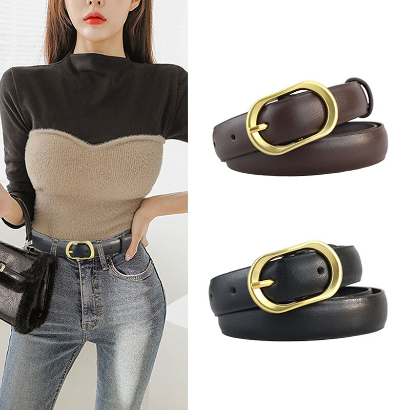 Ремень с пряжкой Женский, модный элегантный винтажный кожаный пояс для джинсов