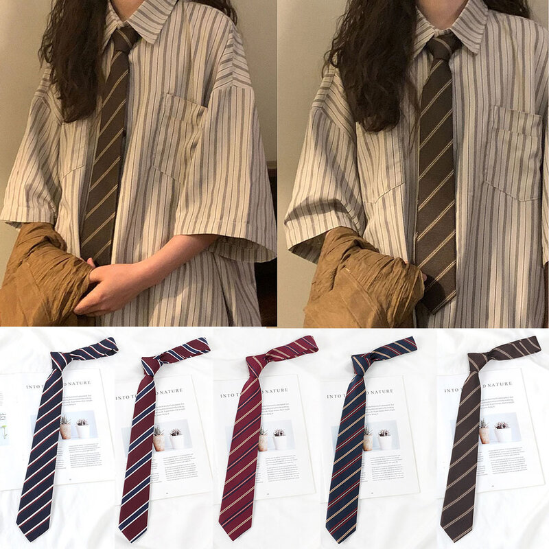 Gravata listrada vintage, Uniforme japonês JK Roupas Acessórios, Gravata Versátil, Moda Estudante