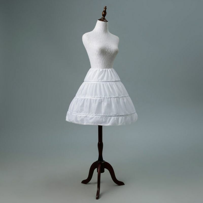 Rok dalam Crinoline anak perempuan, rok dalam untuk gaun Lolita dengan lingkaran anak perempuan kecil di bawah rok pendek rok dalam A-line