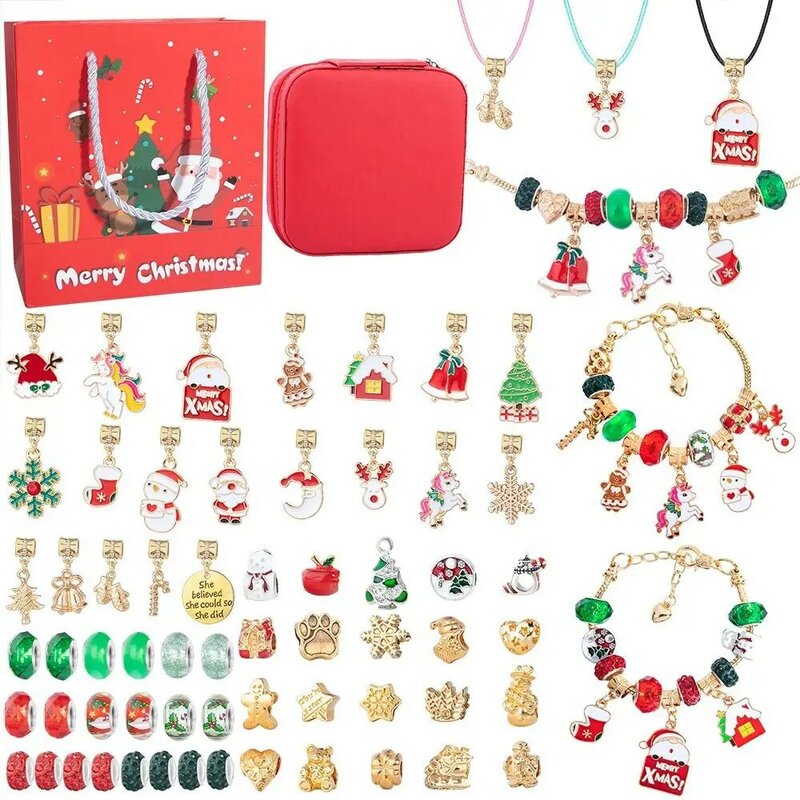 Kerstboom Diy Kerst Armband Set Santa Claus Cartoon Hanger Diy Kinderen Armband Kit Verstelbare Diy