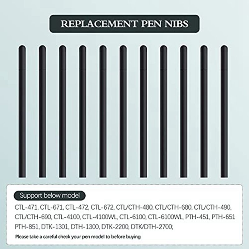 Nibs de substituição preto padrão, Refil Pen Nibs, Compatível com Bamboo, CTL471, CTL671, CTL672, CTH480, 20pcs