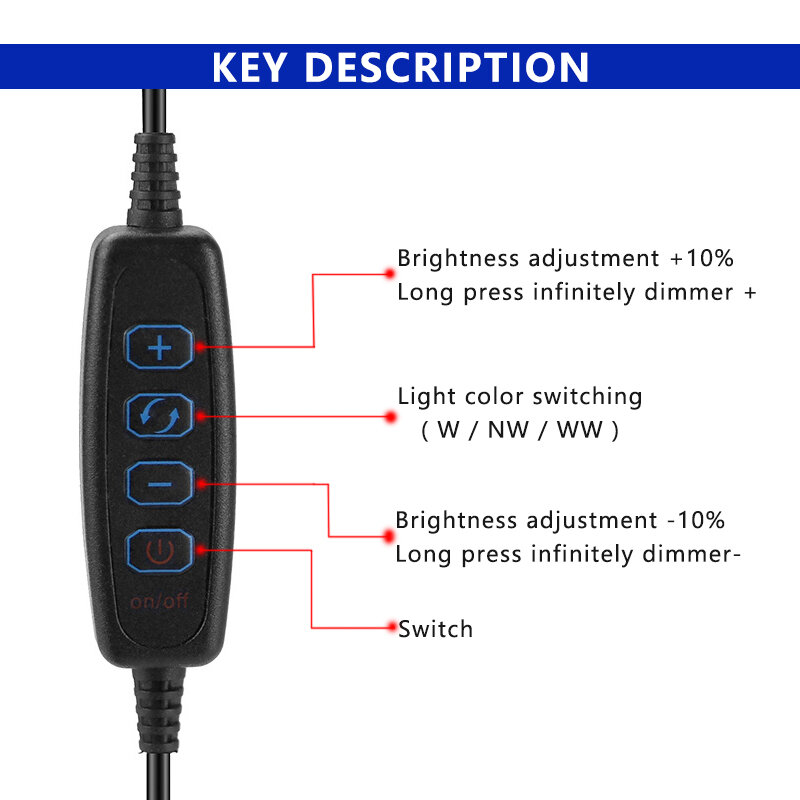 LED Dual Color Strip Light Kit, Fita flexível Bar Lamp, Controlador Dimmer, 4-Key, 2m, USB, 5V, 120 LEDs, 3000K, 4000K, 6000K, CCT, 0,5-5m