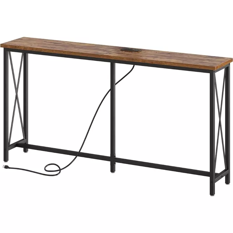 Прикроватный столик SUPERJARE, 63 дюйма, Диванный стол с зарядной станцией, узкий стол для прихожей, стол для прихожей в гостиную