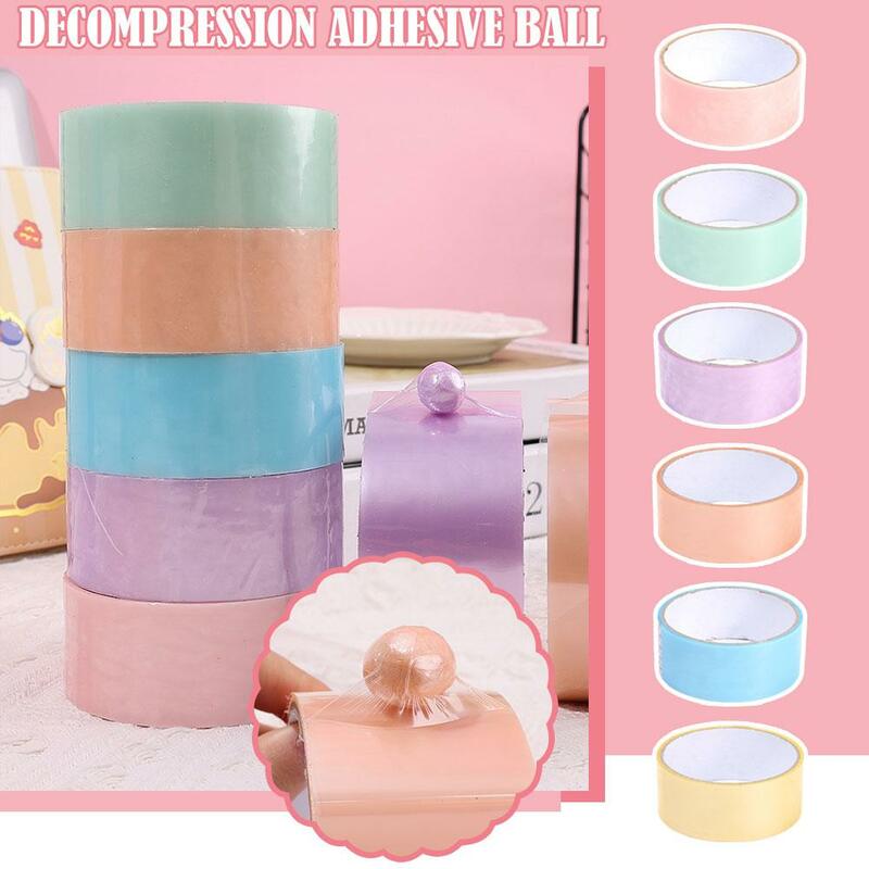 1Rolls Adhesive Tapes Sticky Ball Tape Colorful Stress Relaxing Sticky DIY Ball Tape Toy for Relaxing Toy Rolling Funny Gif W6J8