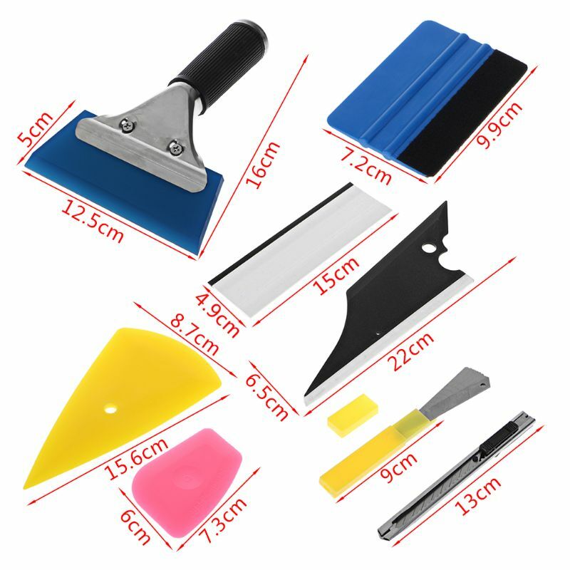 8Pcs Car Accessories Wrapping Tools Vinyl Film Wrap Scraper Sticker Knife Window Tinting Squeegee Knife Decal Scra
