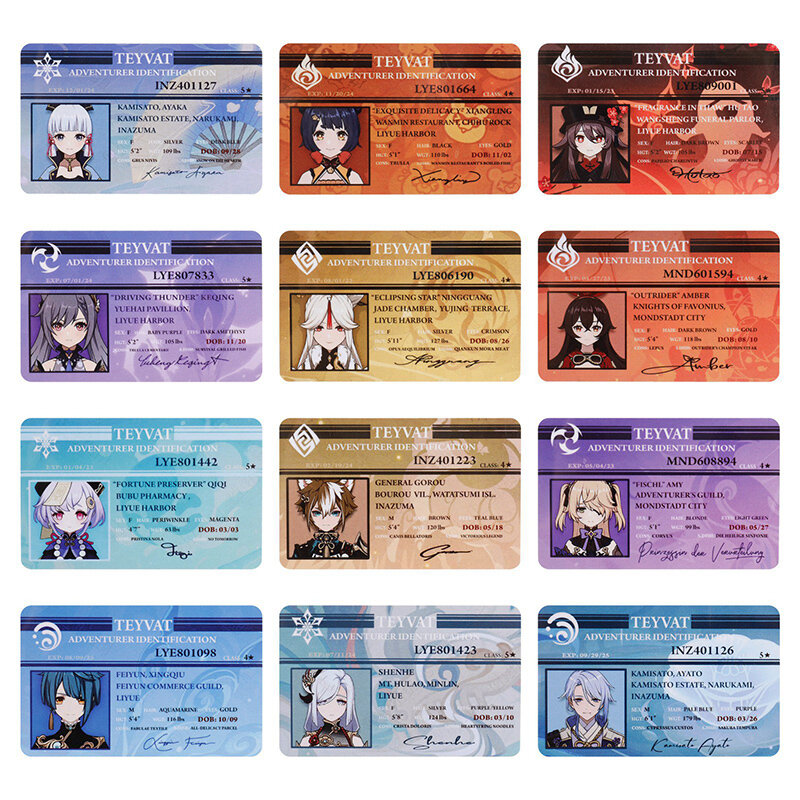 Genshin Impacto PVC Cartões de Nome, Raiden Shogun, Cartão de Identificação do Estudante, Anime Cosplay, Hot Gamer Figuras, Ryuguji, Presente para Fãs