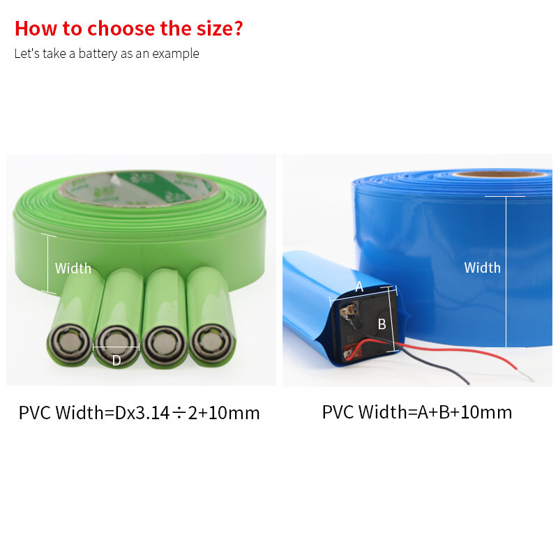 Larghezza 25mm ~ 200mm 18650 Lip Battery PVC Heat Shrink Tube Pack Dia 16 - 127mm coibentato Film Wrap custodia al litio custodia per cavo