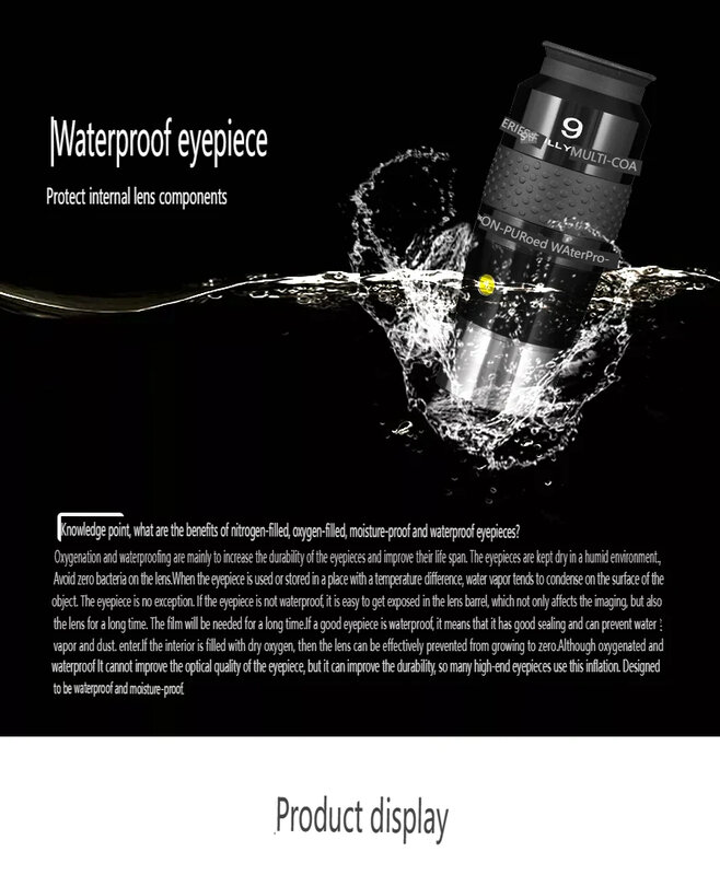 Explore Scientific es 100 ° ultra wide angle eyepiece, waterproof eyepiece, 5mm/9mm/14mm/20mm/25mm, high magnification