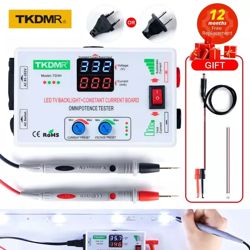 TKDMR 스마트 핏 수동 조정 전압 TV LED 백라이트 테스터, 전류 조정 가능 정전류 보드 LED 램프 비드, 0-330V