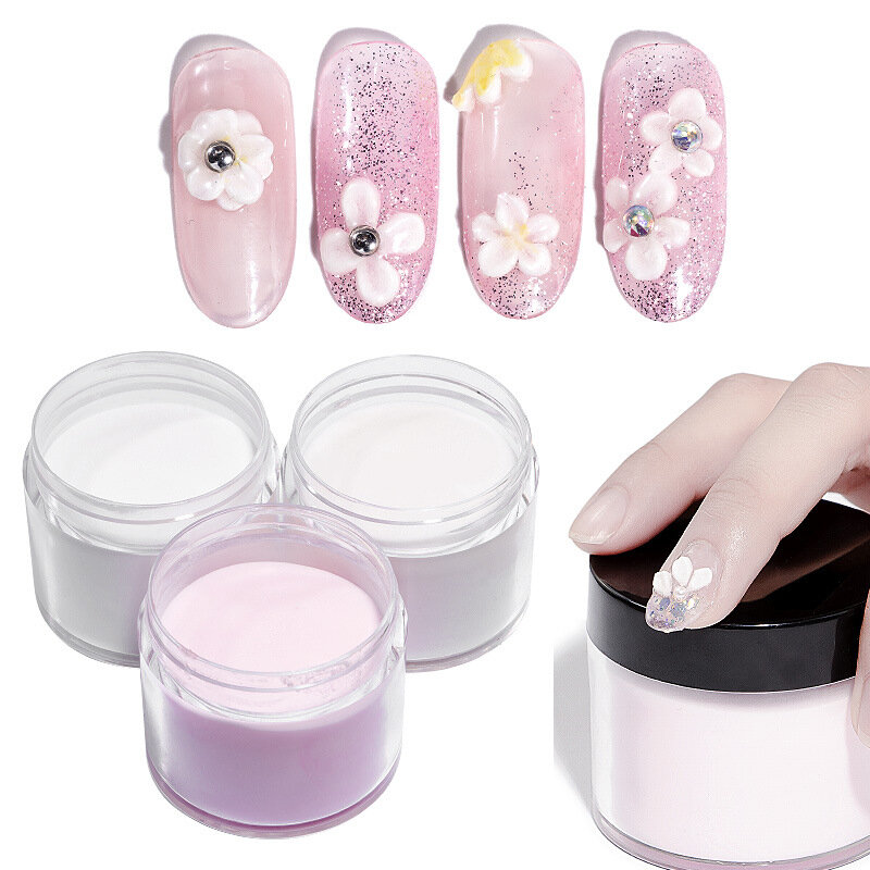 Polvo acrílico para uñas, líquido profesional para esculpir puntas de polímero, color rosa, Blanco claro, 3 colores, 1 unidad