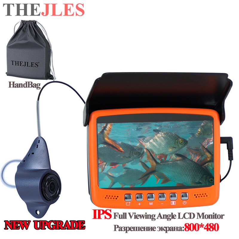 THEJLES HD 1000สายตกปลาใต้น้ำกล้อง4.3นิ้วหน้าจอ IPS เหยื่อล่อปลา8อินฟราเรดไฟเปิด/ปิด