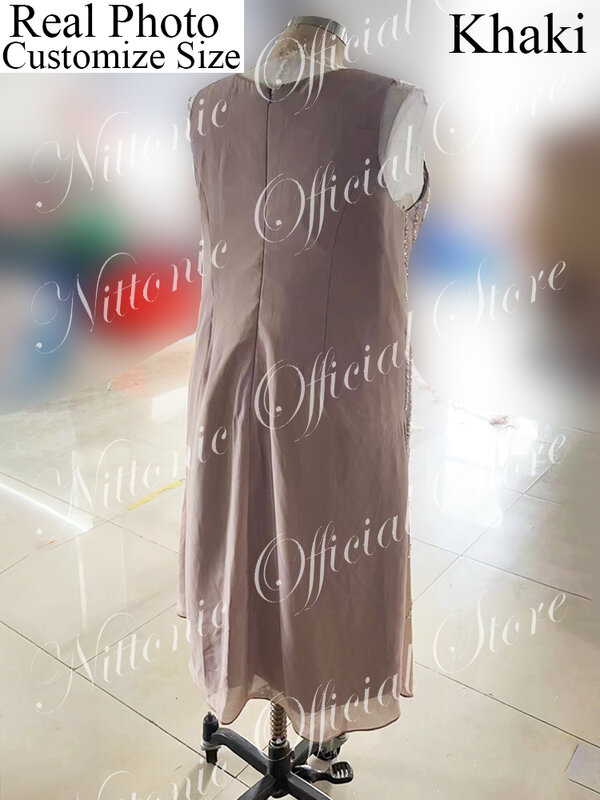 Элегантное платье для матери невесты, из двух частей, с V-образным вырезом, длиной до щиколотки, прямой шифоновый, с блестками и бусинами, для торжественных случаев, для гостей свадьбы, 2023