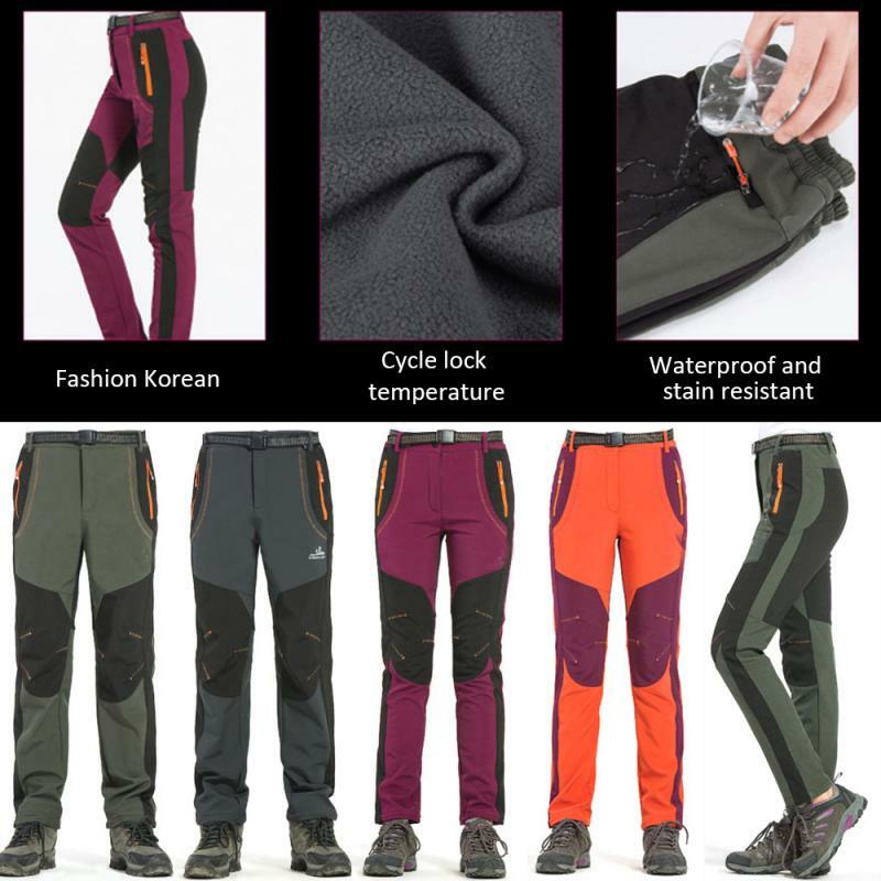 Easy Opening of Crotch Zipper  Autumn Winter Men Women Hiking Pants Softshell Trousers Waterproof Windproof Outdoor Pants Hiking