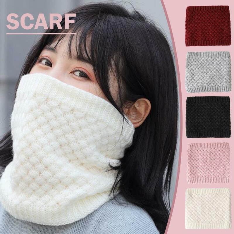 Winter Warm Scarf for Women Solid Color Neck Protection Cover Windproof Thickened Soft Warm Knitted Scarves Adults Kids Sca K9D6