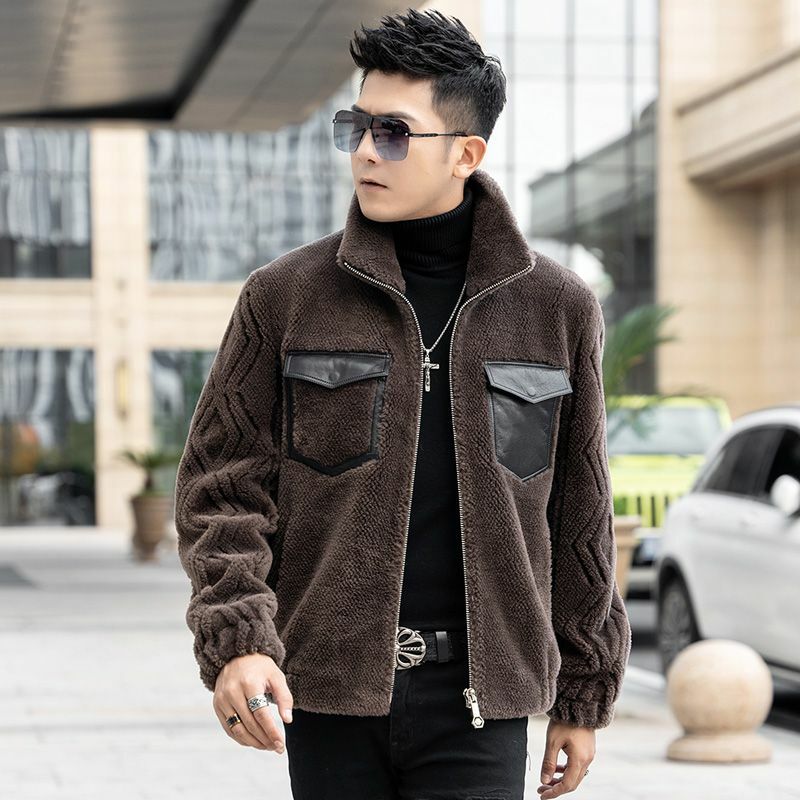 남성용 진짜 양털 코트, 남성용 진짜 모피, 따뜻한 겉옷, 긴팔 캐주얼 재킷, I489, 2023 가을, 겨울, 신상 패션