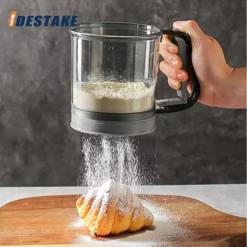 Sito do mąki półautomatyczny ręczny plastikowy sitter proszkowy przyrząd kuchenny ręczny filtr mąki profesjonalny sito do mąki s
