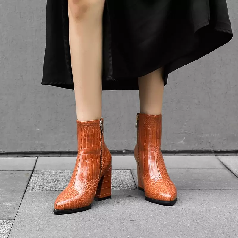 2020 شتاء جديد 7 ألوان عالية الجودة النساء حذاء من الجلد البريدي أشار تو عالية الكعب الإناث الأحذية أحذية الحفلات النساء الأحذية