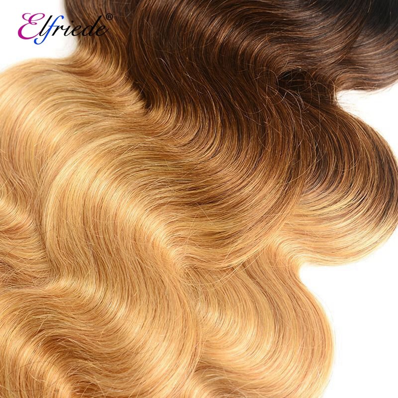 Elfriede #1B/4/27 Body Wave Ombre Colored Human Hair Bundles Human Hair Extensions 3/4 Bundles Deals Human Hair Sew In Wefts