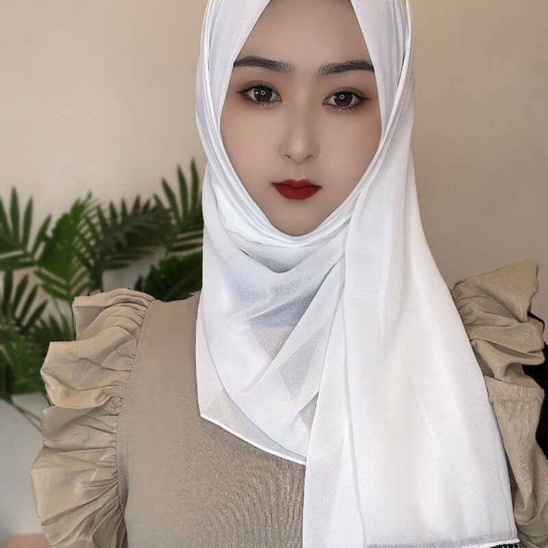 Zomer Zachte Kwastjes Chiffon Moslim Gilrs Hijab Hoofd Draagt Shayla