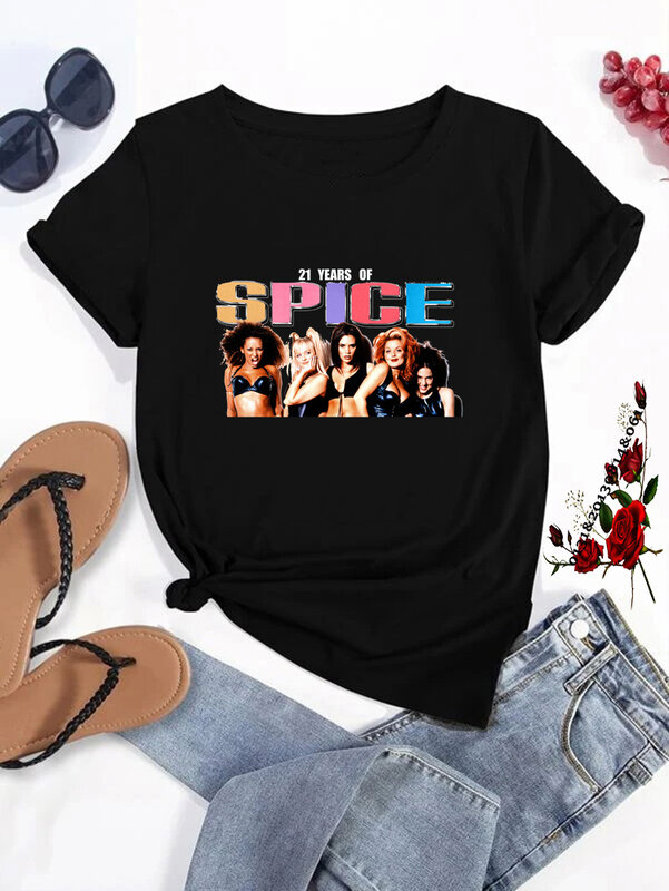 Spice Girls Print magliette da donna Funny Cartoon Anime T-shirt Harajuku Graphic Top Tees magliette Casual a maniche corte estive femminili
