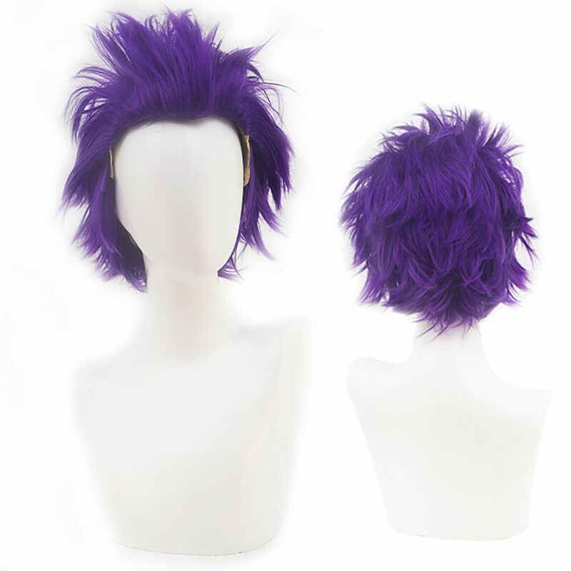 男性用合成コスプレウィッグ,短い紫色の美しさ,高温繊維のヘッドバンド,アフリカの髪,日常の使用