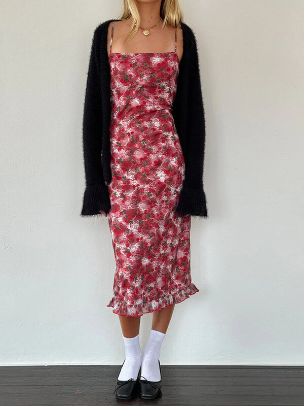 Сексуальное прямое платье IAMSURE с цветочными оборками, праздничное облегающее платье макси без рукавов с воротником-лодочкой для женщин 2024, летнее модное женское платье