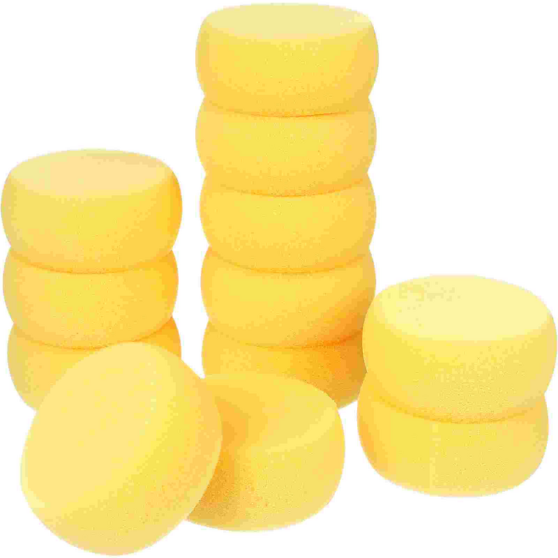12pcs Yellow Round Sponge Round Sponges Yellow Painting Sponges for& Craft Pottery Clay Cleaning Ceramics Wall ( Yellow )