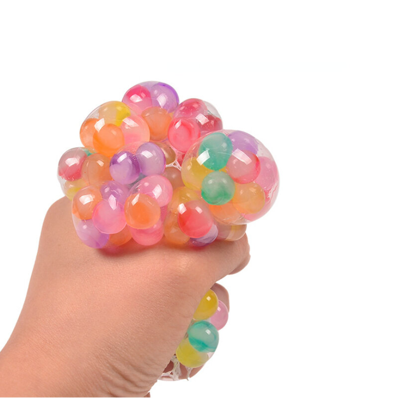 ของเล่นลูกบอลองุ่นบีบอัดและระบายอากาศใหม่สุดสร้างสรรค์2ชิ้นลูกปัดหลากสีลูกองุ่นของเล่นเด็ก
