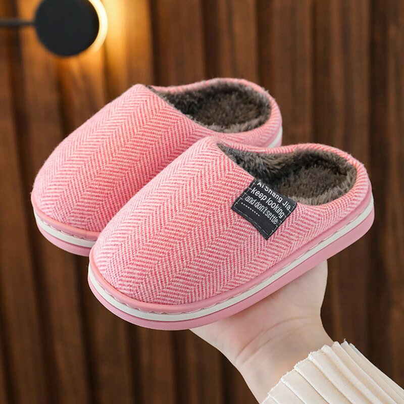 Zapatillas clásicas para niños, zapatos planos de algodón para el hogar, a la moda, cómodas, de fondo suave, cálidas, antideslizantes para interiores