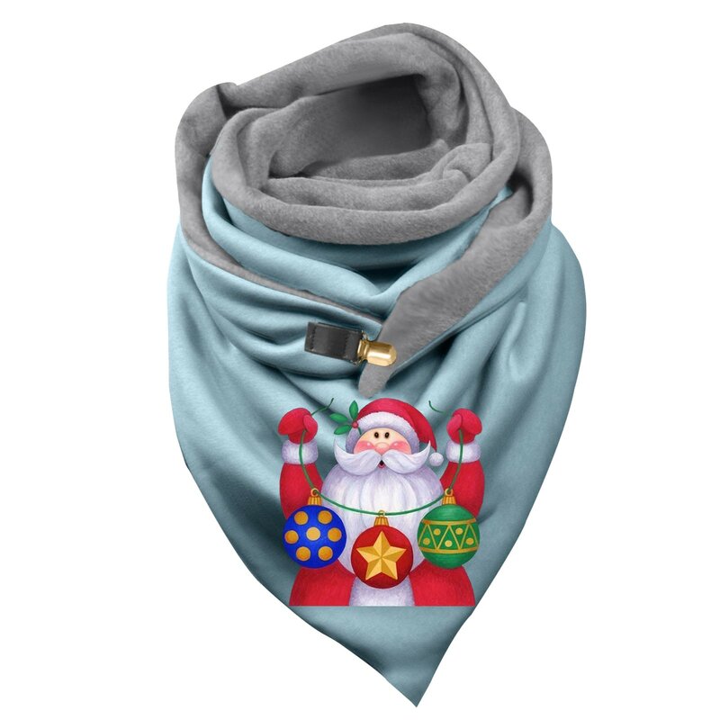 Bufanda con estampado de Feliz Navidad para mujer, bufandas cálidas informales con botón, chal suave, accesorios de invierno