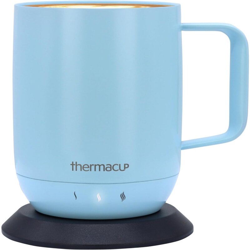 Taza de café de autocalentamiento Premium con tapa, taza inteligente eléctrica Led controlada por temperatura, 3 Ajustes de calor personalizados