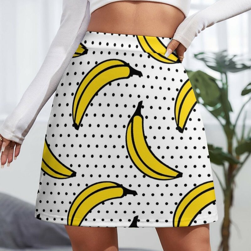 Minigonna con stampa Banana a pois gonna estiva abbigliamento coreano