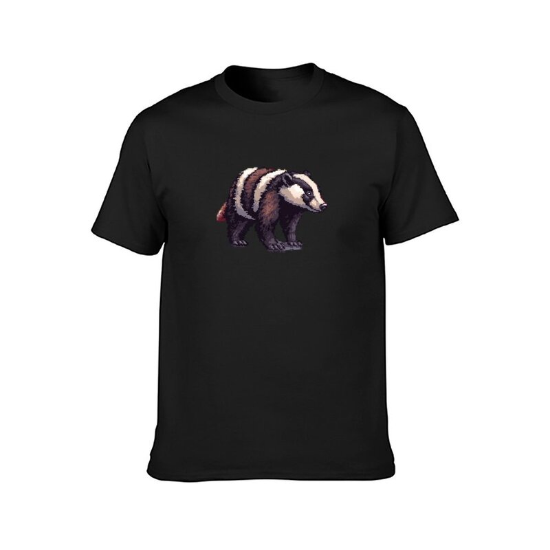 T-shirt Animal Print para meninos, Pixel Badger, Fãs esportivos, Tees para homens