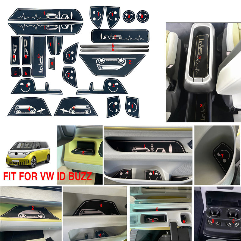 26pcs Non-Slip Car Cup Coaster Slot Pad for Volkswagen VW ID. Buzz ID Buzz Accessories Anti-Slip Mat Pocket Mat Cup Holder Pad