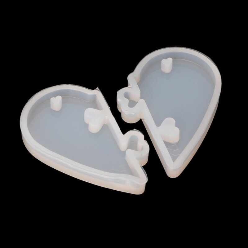 Moules en résine Silicone en forme cœur brillant, pendentif porte-clés fait à main, DIY