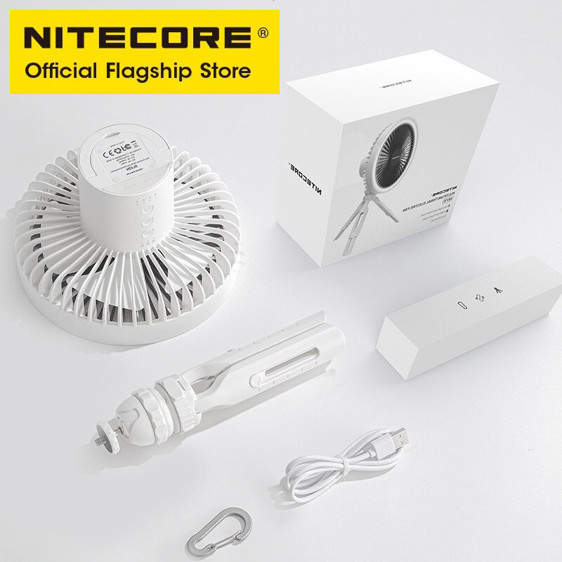 NITECORE NEF10 3 w 1 Camping elektryczny wentylator USB-C akumulator wentylatory na sufit 10000mAh ledowy Power Bank lampa pierścieniowa regulowany statyw