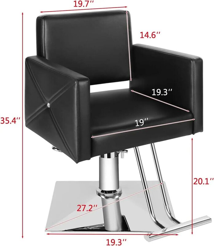 Hand Salon Chair for Hair Stylist, Heavy Duty Bomba Hidráulica, 360 Degrees Rolling Swivel, Salão de Beleza, Eq