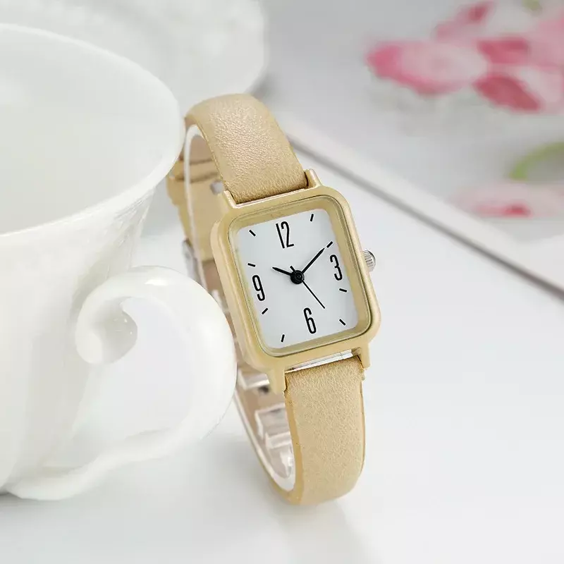 Relojes pequeños de alta belleza para mujer, edición coreana, Simple, Retro, cuadrado, estilo Harajuku, Academia