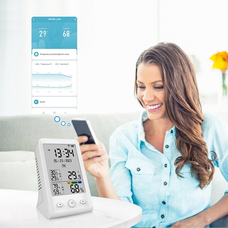 Tuya-Sensor de temperatura y humedad WIFI, higrómetro, termómetro, hogar inteligente para dormitorio de bebé