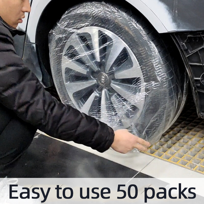 Car Tire Shield Protective Film Spray Repair Tire Protective Cover Disposable Plastic Film 50 / Bag